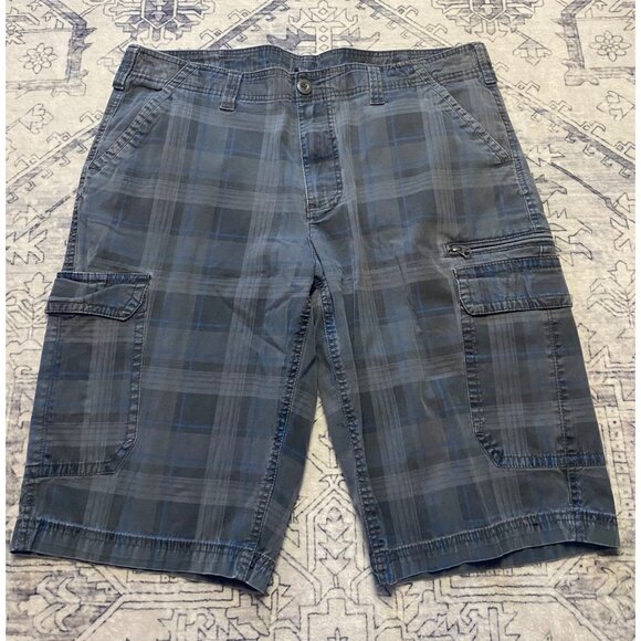 urban pipeline Other - Urban Pipeline Blue Plaid Cargo Shorts Mens Size 38 Cotton Stretch Casual Wear